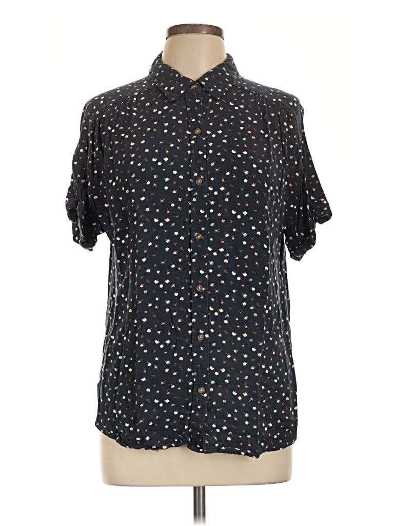 Pre-owned Universal Thread Short Sleeve Blouse In Black
