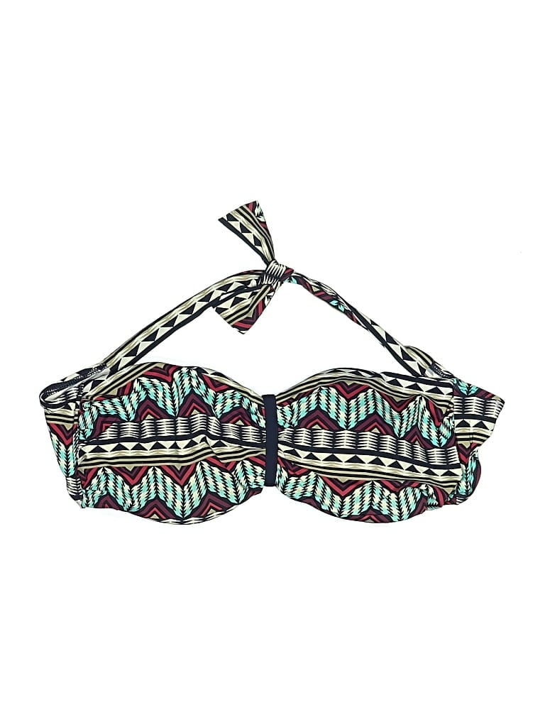 Pre-owned Skye Swimsuit Top Teal Print Pattern Swimwear