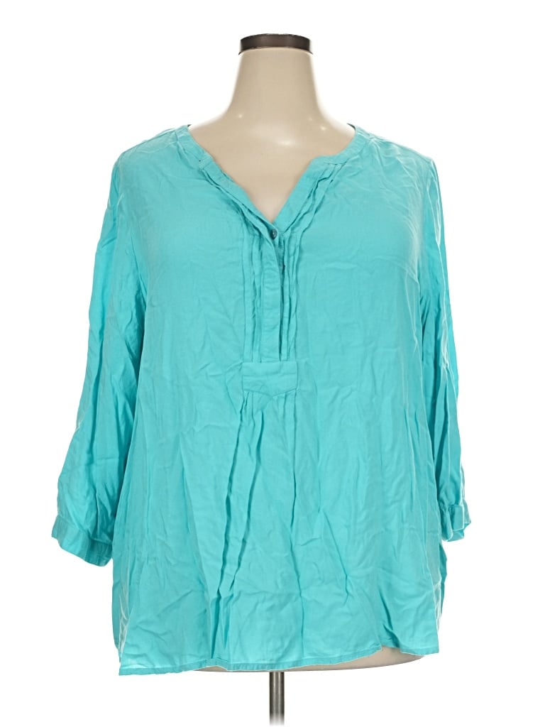 Pre-owned Avenue 3/4 Sleeve Blouse In Teal