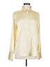 FRAME Metallic Ivory Long Sleeve Silk Top Size M - photo 1