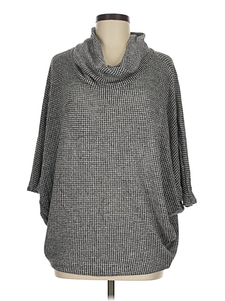 Pre-owned Korye 3/4 Sleeve Top Gray Cowl Neck Tops
