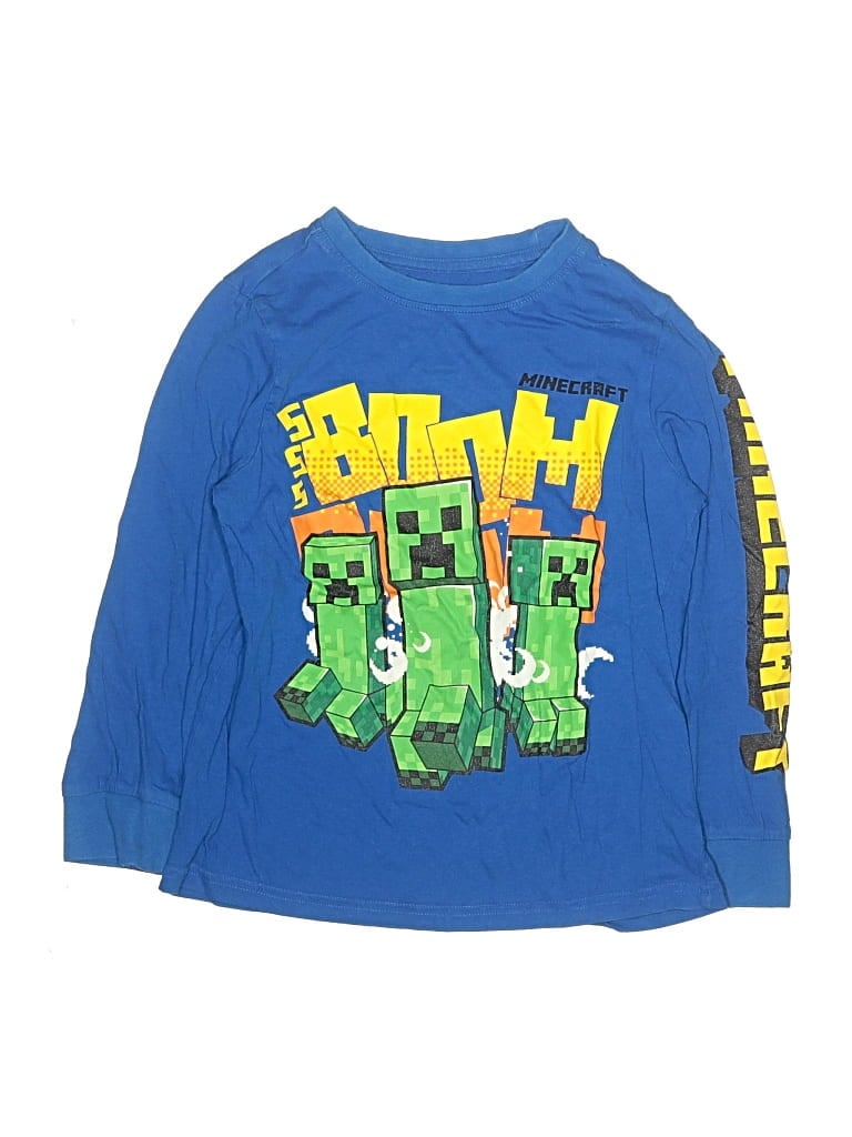 Pre-owned Minecraft Kids' Long Sleeve T-shirt In Blue