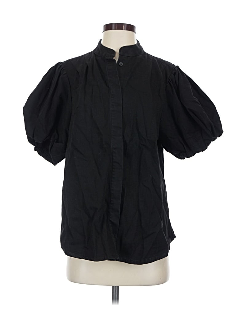 Pre-owned Industry Short Sleeve Blouse In Black
