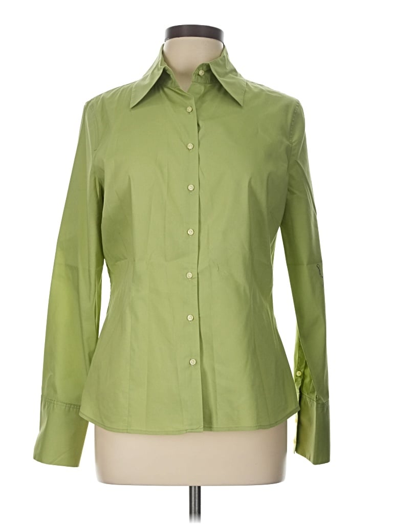 Pre-owned Merona Long Sleeve Button Down Shirt In Green