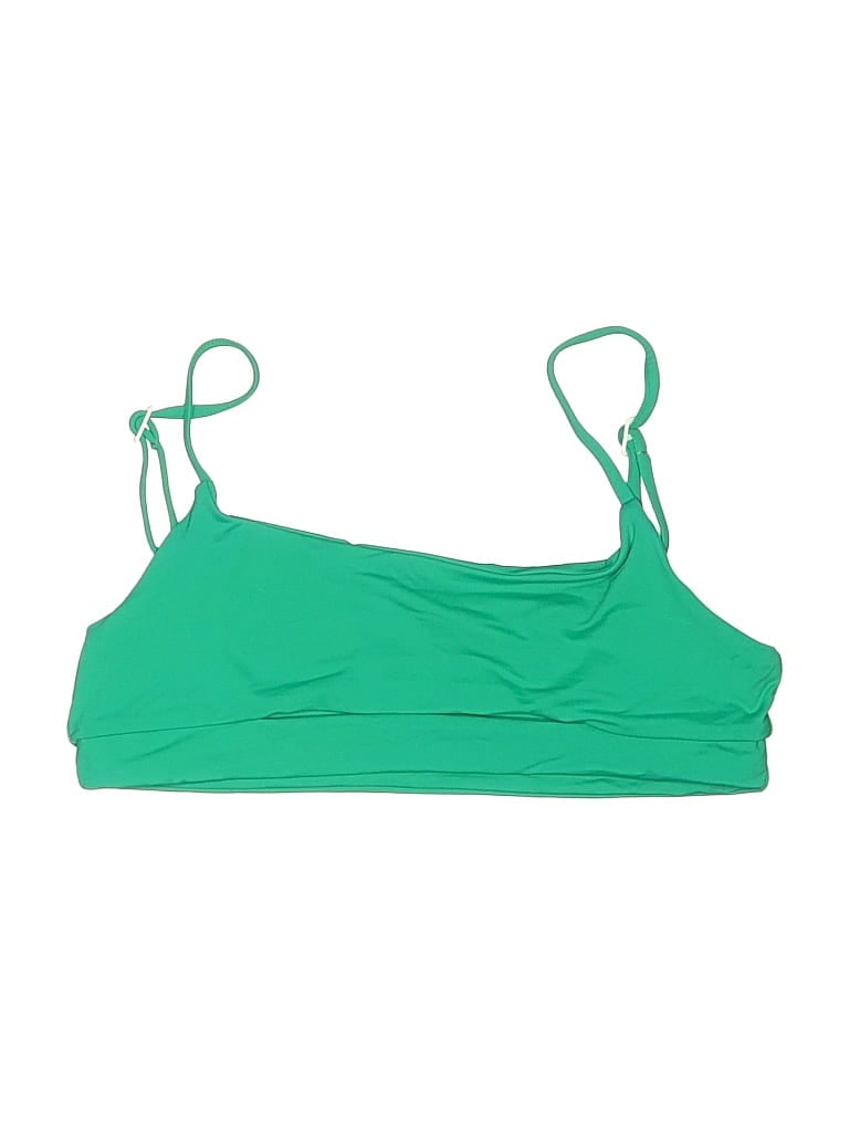 Pre-owned Toast Swim Swimsuit Top Green Solid Pattern Swimwear