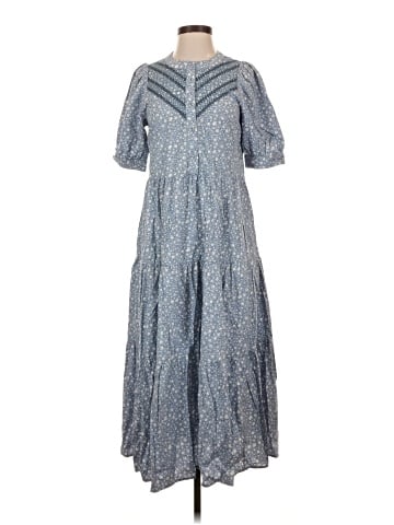 Madewell Embroidered Puff-Sleeve Midi Dress in Cottage Garden (view 1)