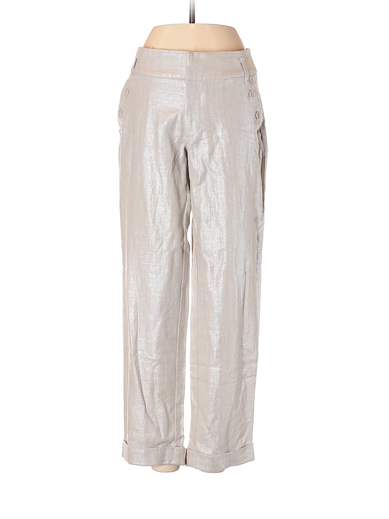 Cynthia Rowley TJX Print Silver Linen Pants Size 4 - 85% off | thredUP