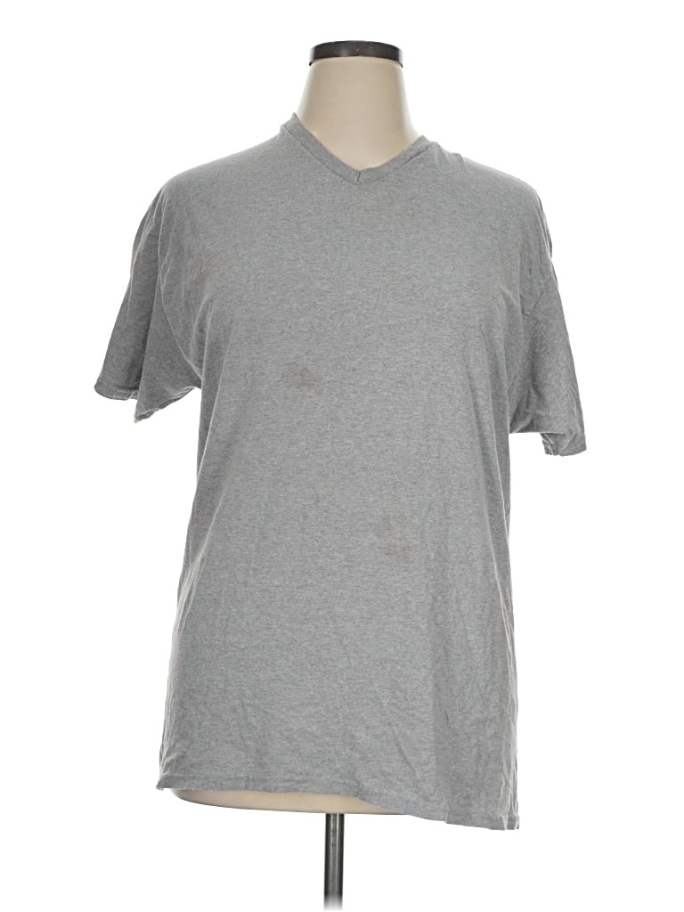Pre-owned Hanes Short Sleeve T-shirt In Gray