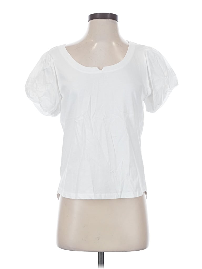 Pre-owned Democracy Short Sleeve Top White Sweetheart Neckline Tops