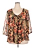 North Style 100% Polyester Brown 3/4 Sleeve Blouse Size 2X - photo 1