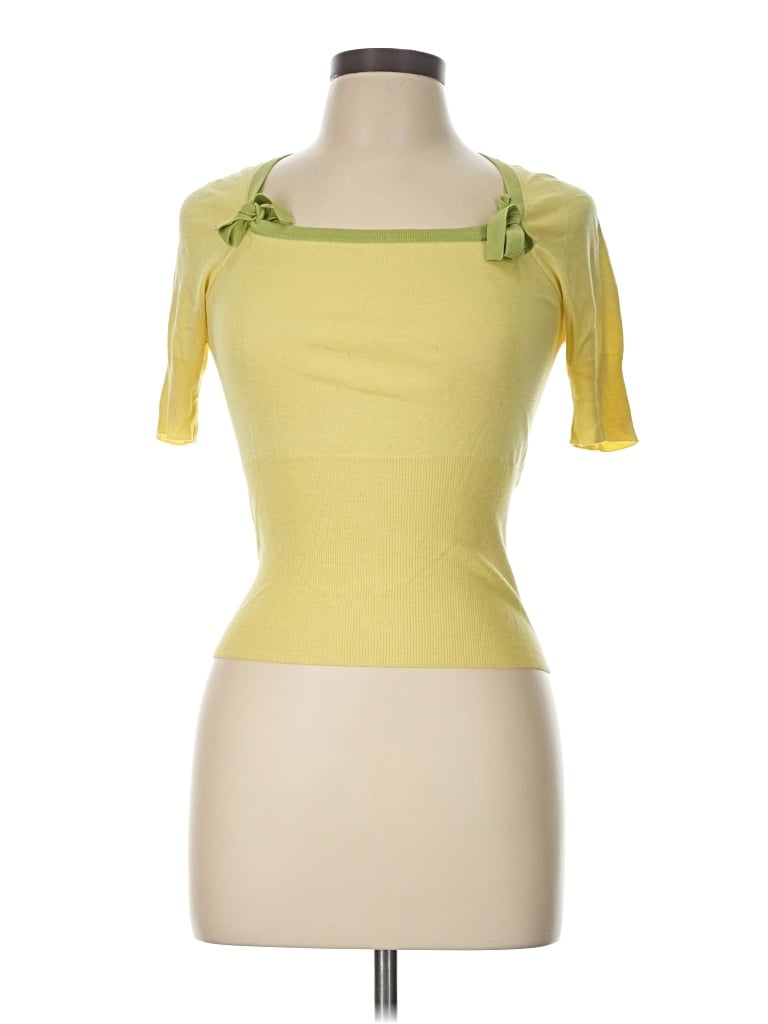 Pre-owned Tara Jarmon Short Sleeve Turtleneck In Yellow