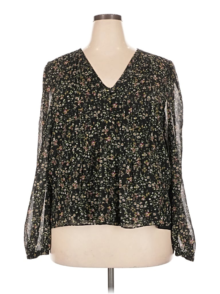 Pre-owned 1.state Long Sleeve Blouse In Green