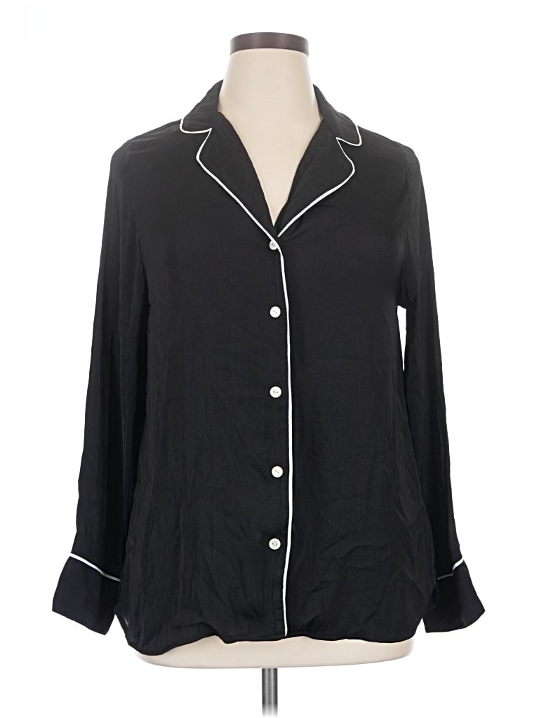 Pre-owned Gap Body Long Sleeve Blouse In Black