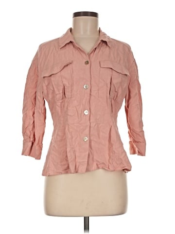 Zara TRF 3/4 Sleeve Button-Down Shirt (view 1)