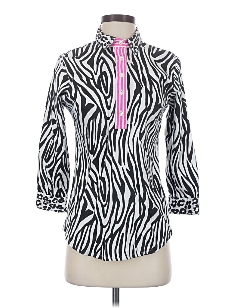 Pre-owned Gretchen Scott Designs 3/4 Sleeve Blouse In Silver