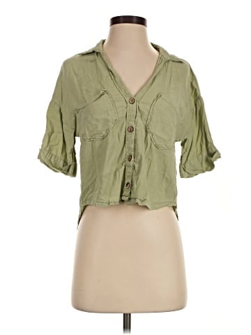 Zara 3/4 Sleeve Button-Down Shirt (view 1)
