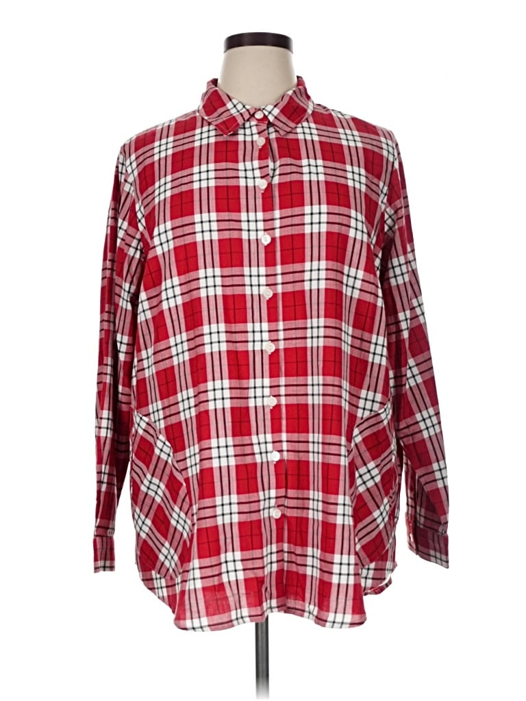 Pre-owned Joan Rivers Long Sleeve Button Down Shirt In Red