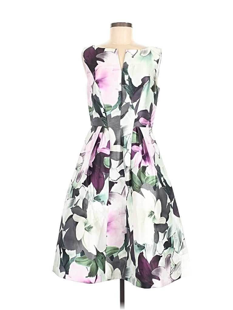 Pre-owned Kay Unger Cocktail Dress In White
