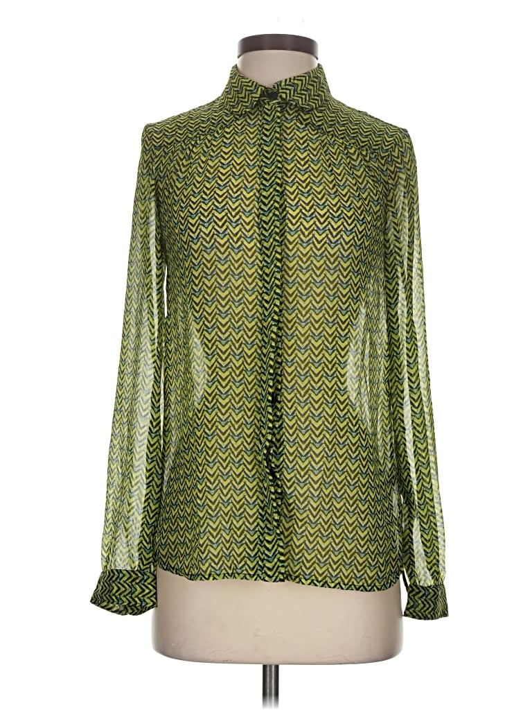 Pre-owned French Connection Long Sleeve Blouse In Green