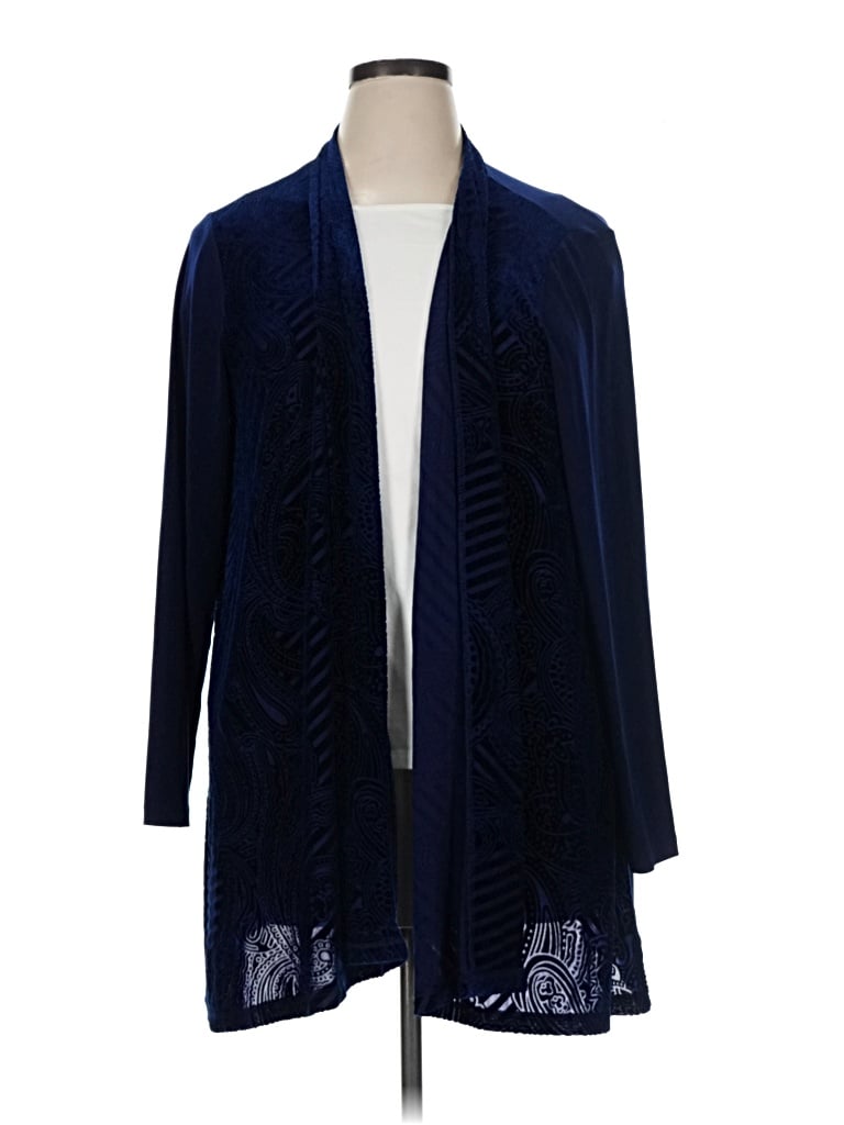 Pre-owned Susan Graver Cardigan Sweater In Blue