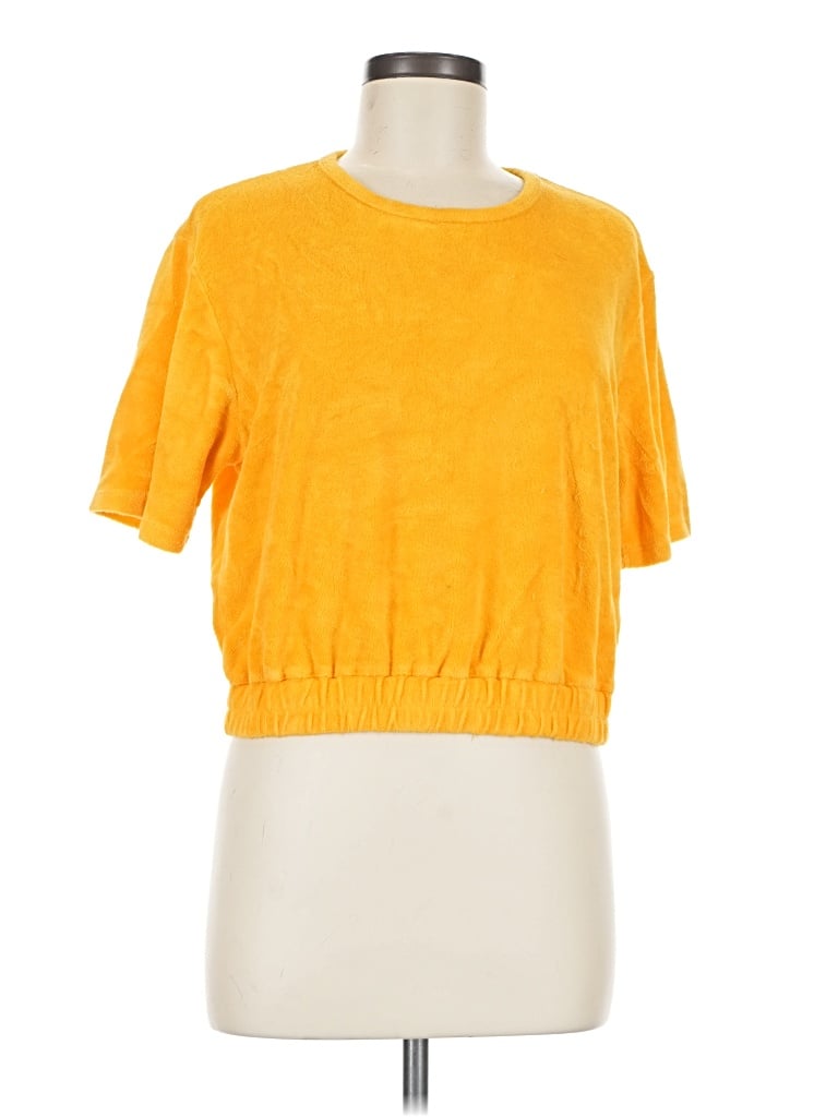 Pre-owned Monrow Short Sleeve T-shirt In Yellow