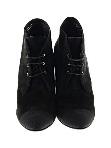 Chanel Black Suede Lace Up Pearls Booties (view 2)