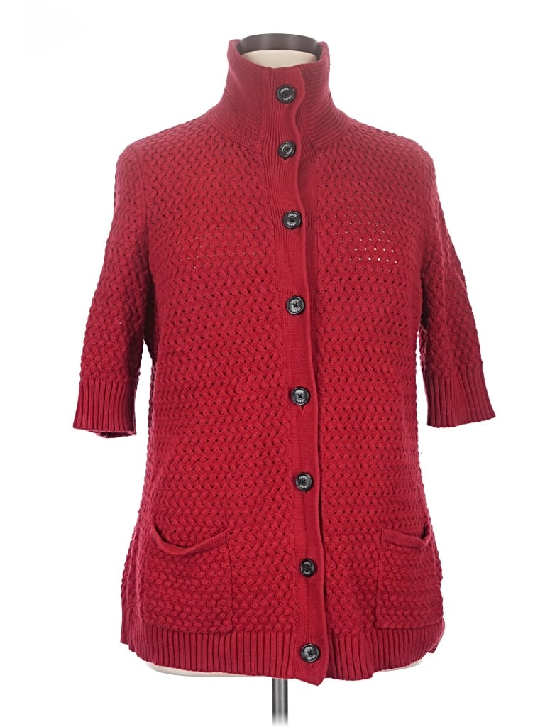 Pre-owned Chaps Cardigan Sweater In Red
