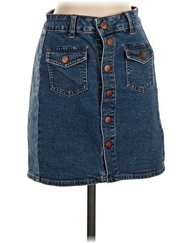 Madewell Stretch Denim Straight Mini Skirt: Pieced Edition (view 1)
