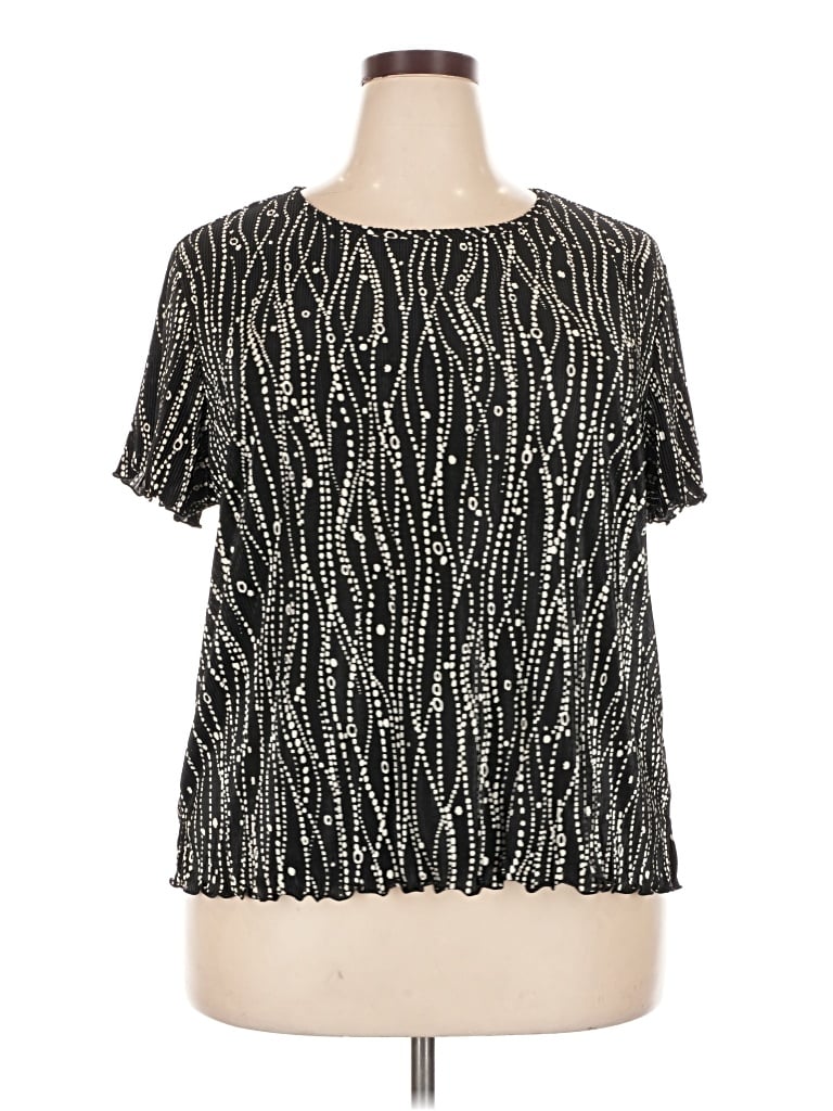 Pre-owned Jaclyn Smith Short Sleeve Blouse In Black