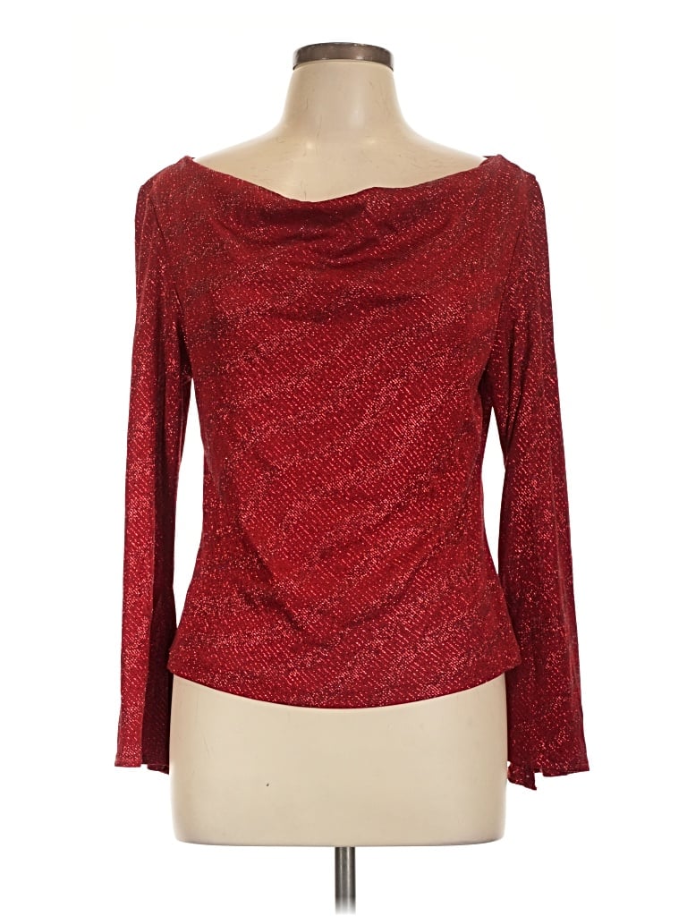 Pre-owned Xscape Long Sleeve Top Red Boatneck Tops