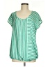 Old Navy 100% Polyester Stripes Green Short Sleeve Blouse Size M - photo 1