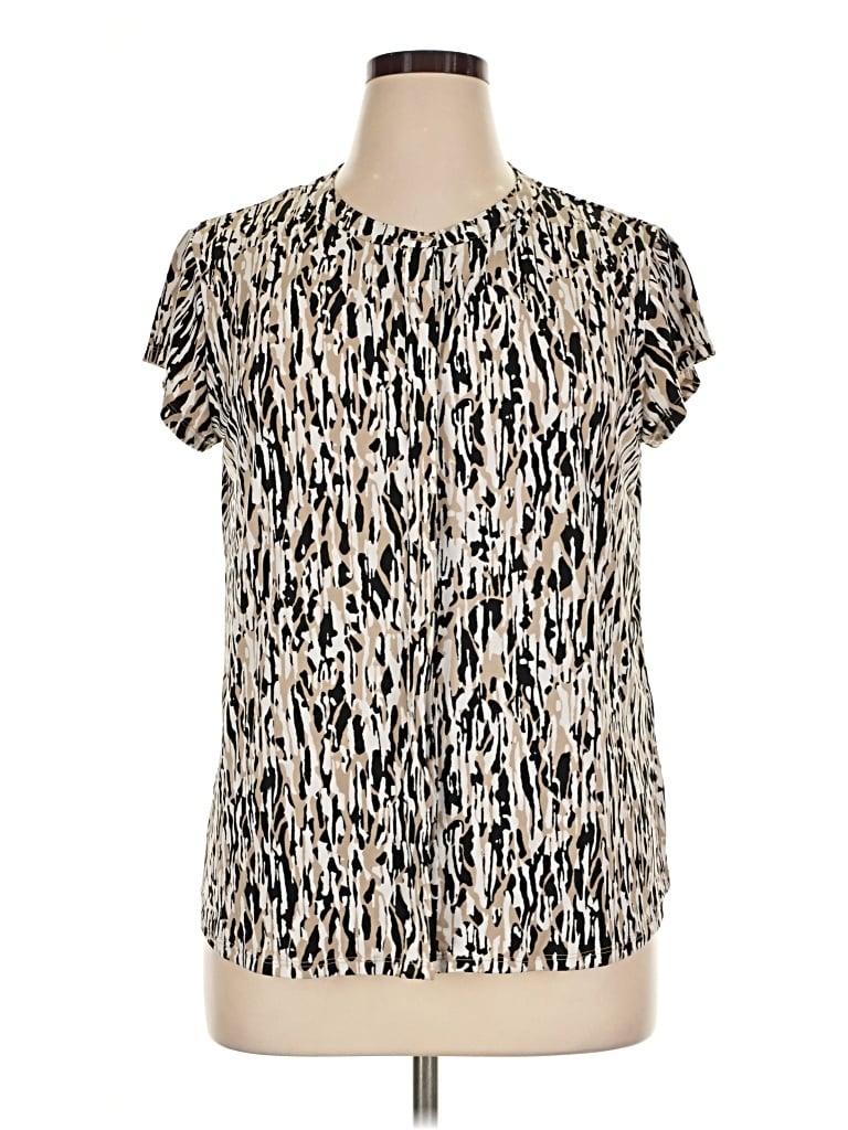 Pre-owned Dana Buchman Short Sleeve Blouse In Gold