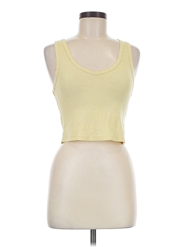 Pre-owned Double Zero Tank Top Yellow Halter Neckline Tops