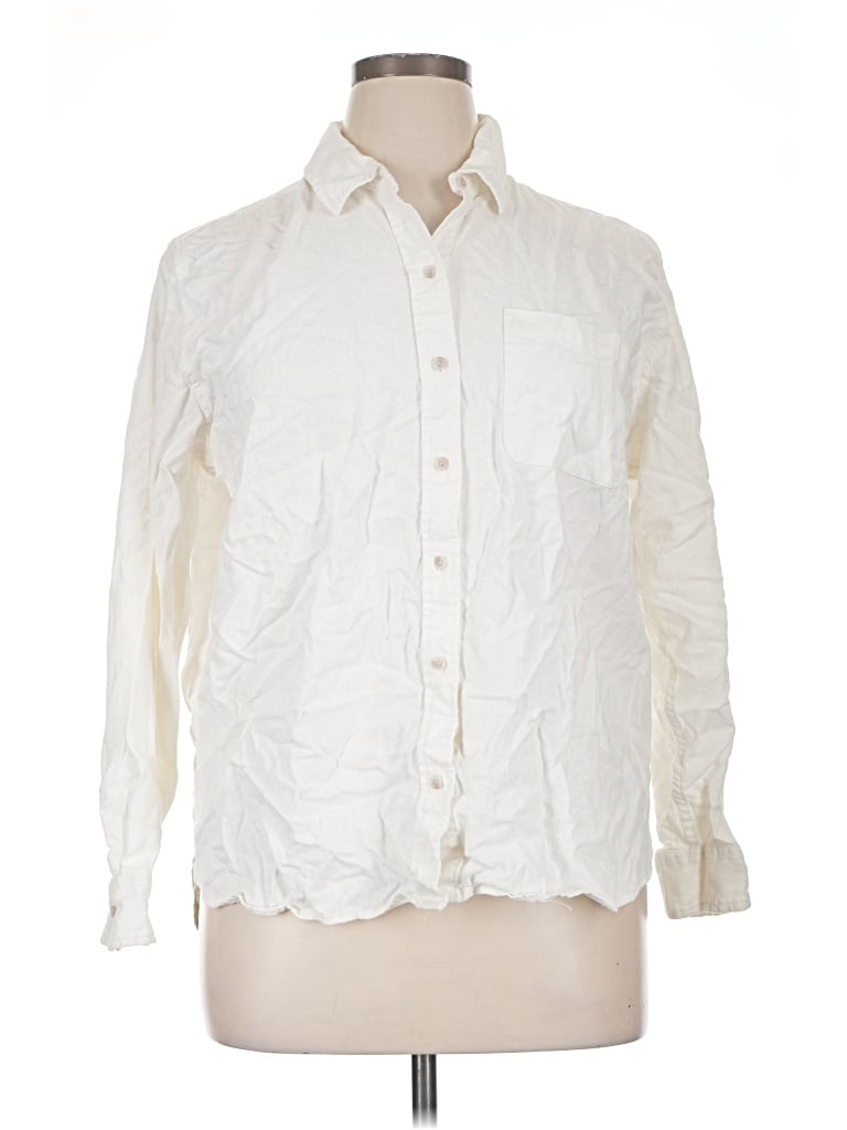 Pre-owned Universal Thread Long Sleeve Button Down Shirt In Ivory