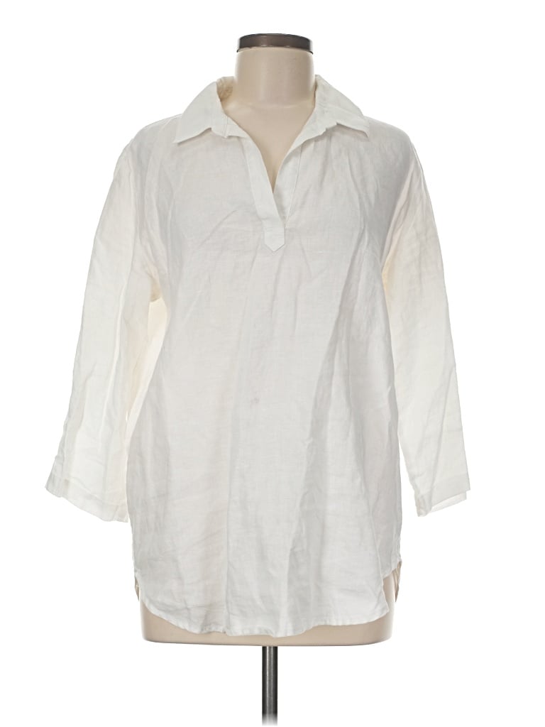 Pre-owned Pure Amici 3/4 Sleeve Button Down Shirt In Ivory