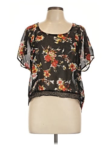 Black Poppy Short Sleeve Blouse (view 1)