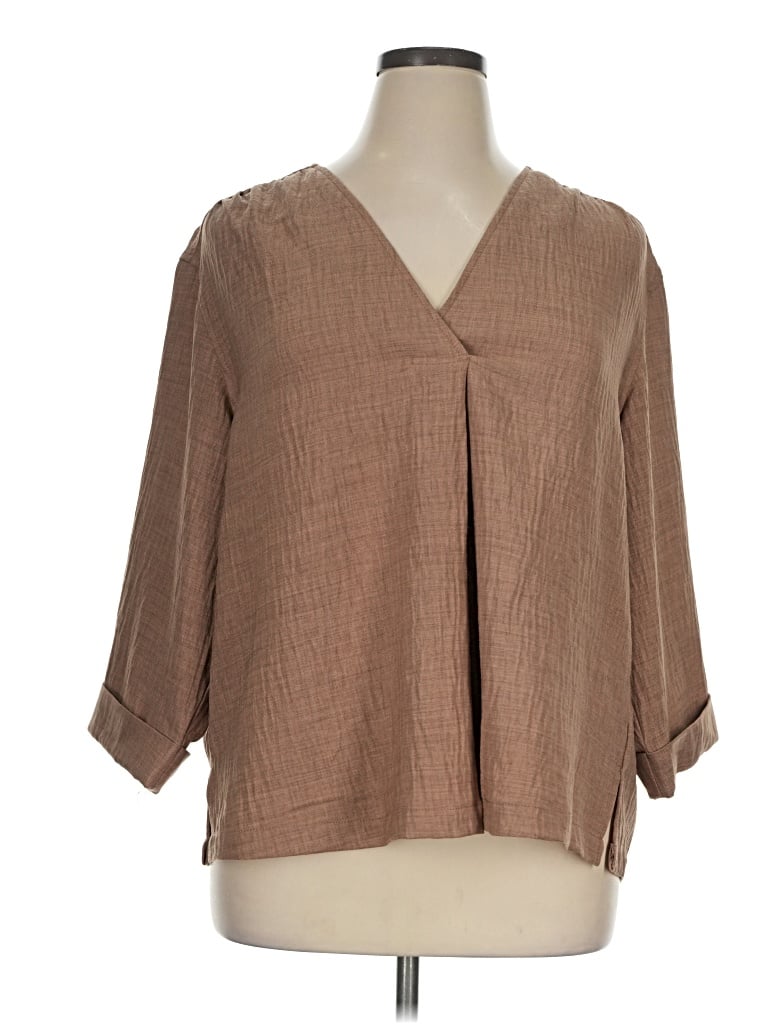Pre-owned Max Studio 3/4 Sleeve Blouse In Brown