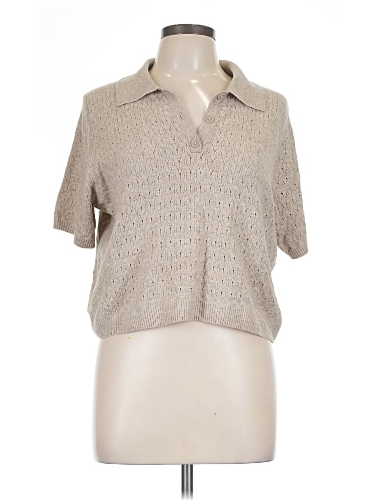 Pre-owned Universal Thread Short Sleeve Blouse In Tan