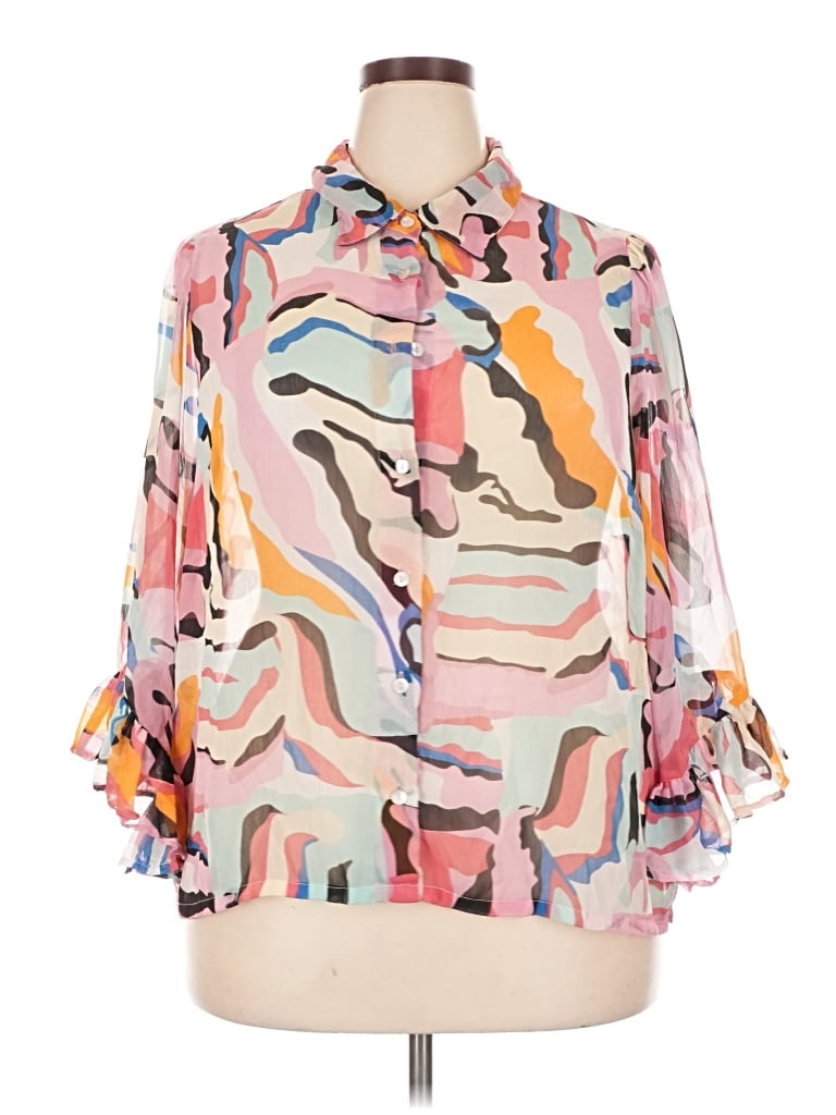 Pre-owned Blush 3/4 Sleeve Blouse In Pink
