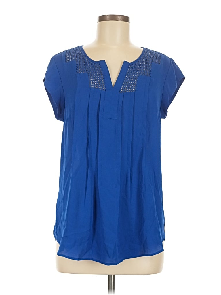 Pre-owned Daniel Rainn Short Sleeve Blouse In Blue