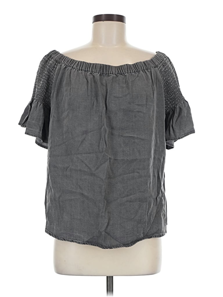 Pre-owned White Birch Short Sleeve Blouse In Gray