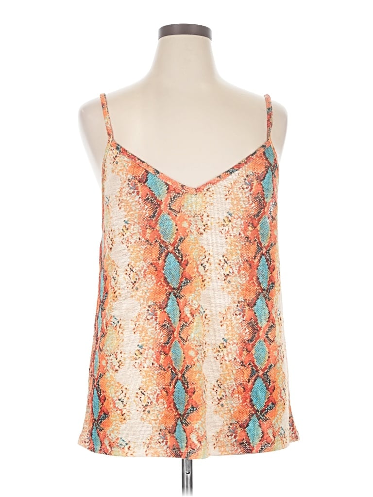 Bibi Sleeveless Top Orange Scoop Neck Tops