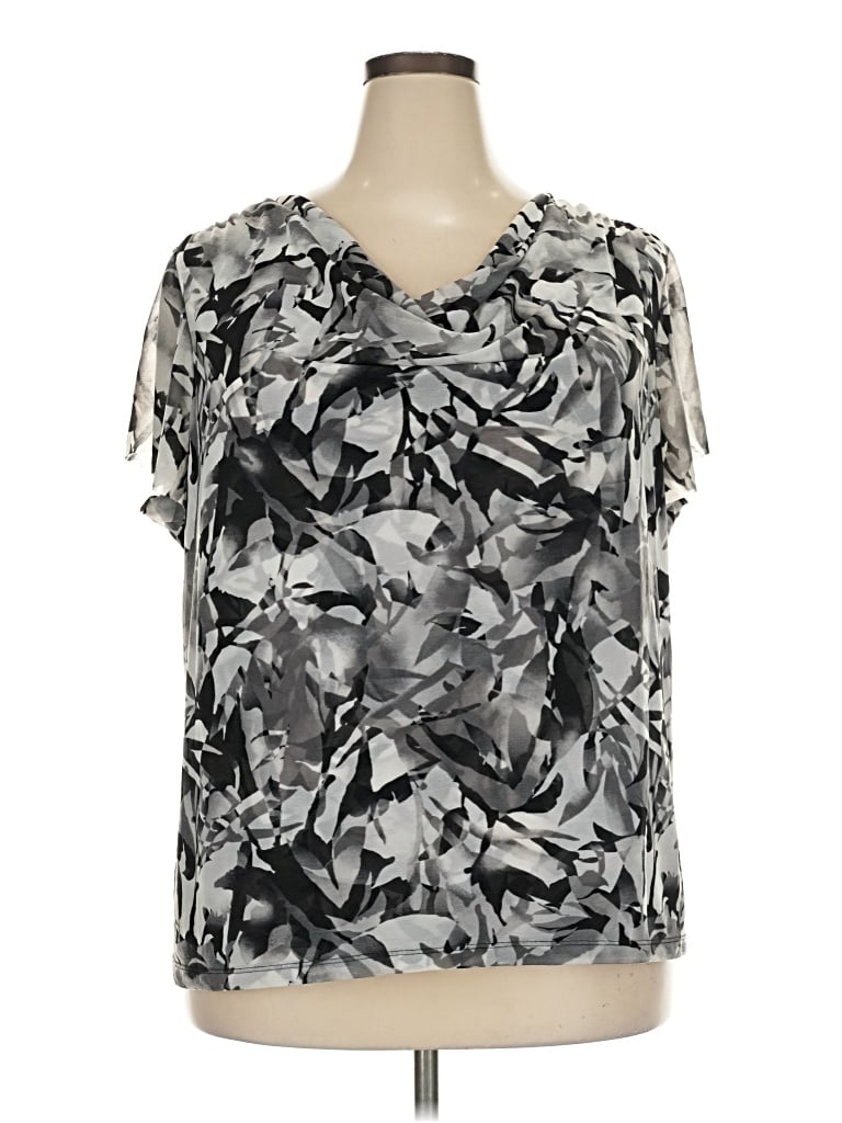 Pre-owned 212 Collection Short Sleeve Blouse In Silver