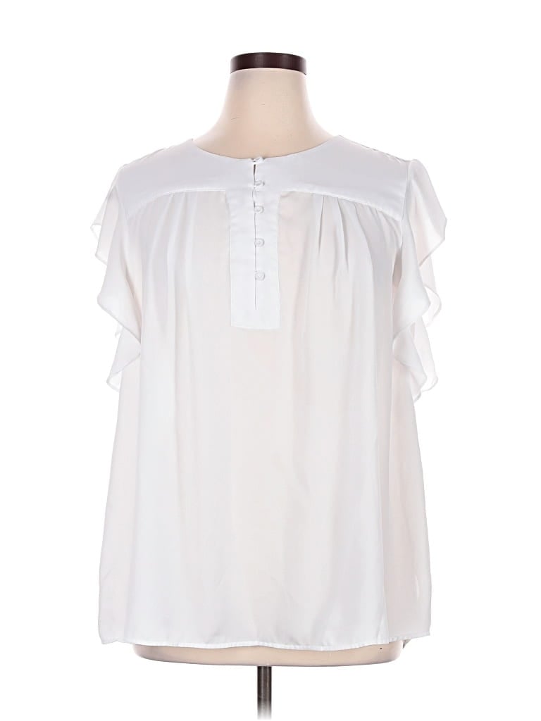 Pre-owned Daniel Rainn Short Sleeve Blouse In White
