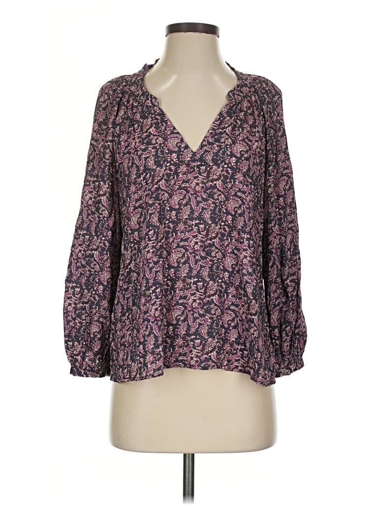 Pre-owned Faherty 3/4 Sleeve Blouse In Purple