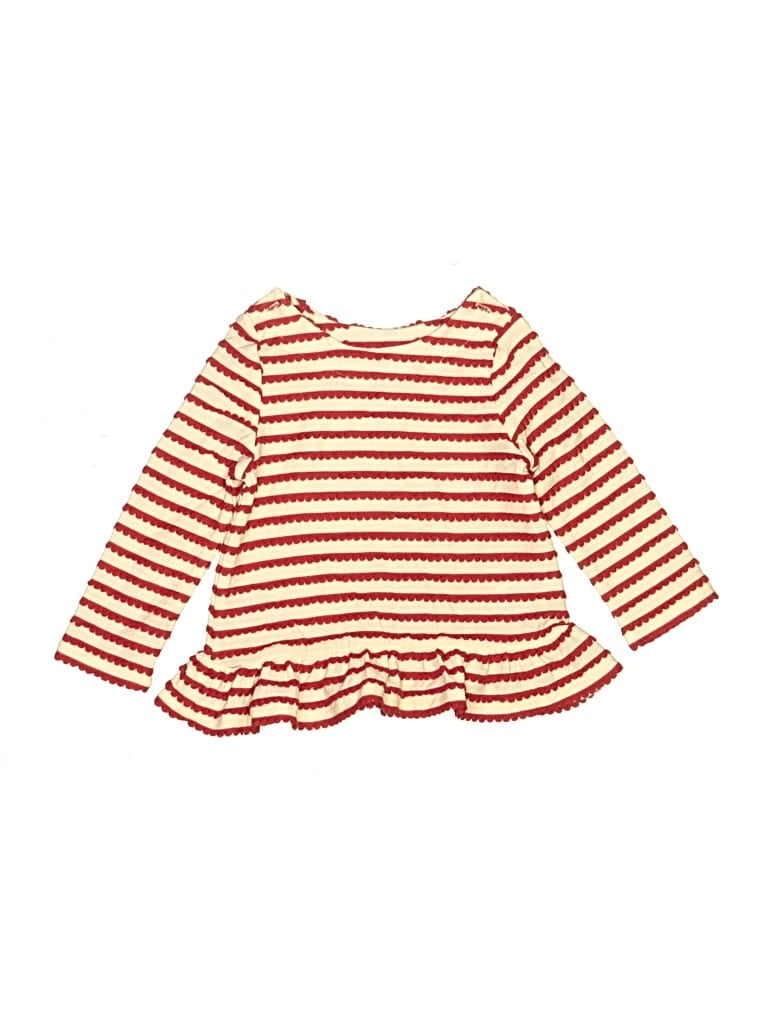 Pre-owned Cloud Island Babies' Long Sleeve Top Red Ruffles Neckline Tops