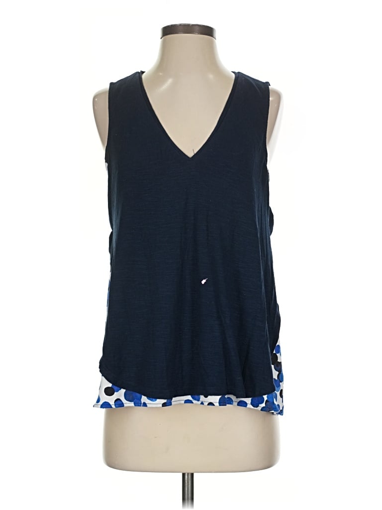 Pre-owned Deletta Tank Top Blue Plunge Neckline Tops