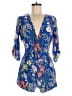 Yumi Kim 100% Silk Floral Blue Romper Size M - photo 1