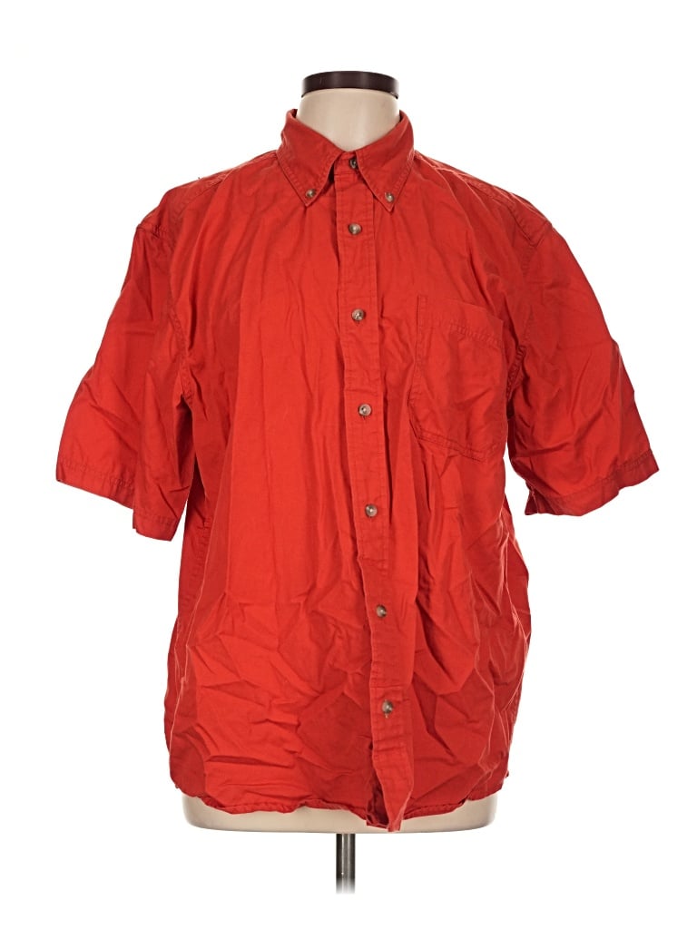 Pre-owned Eddie Bauer Short Sleeve Button Down Shirt In Red