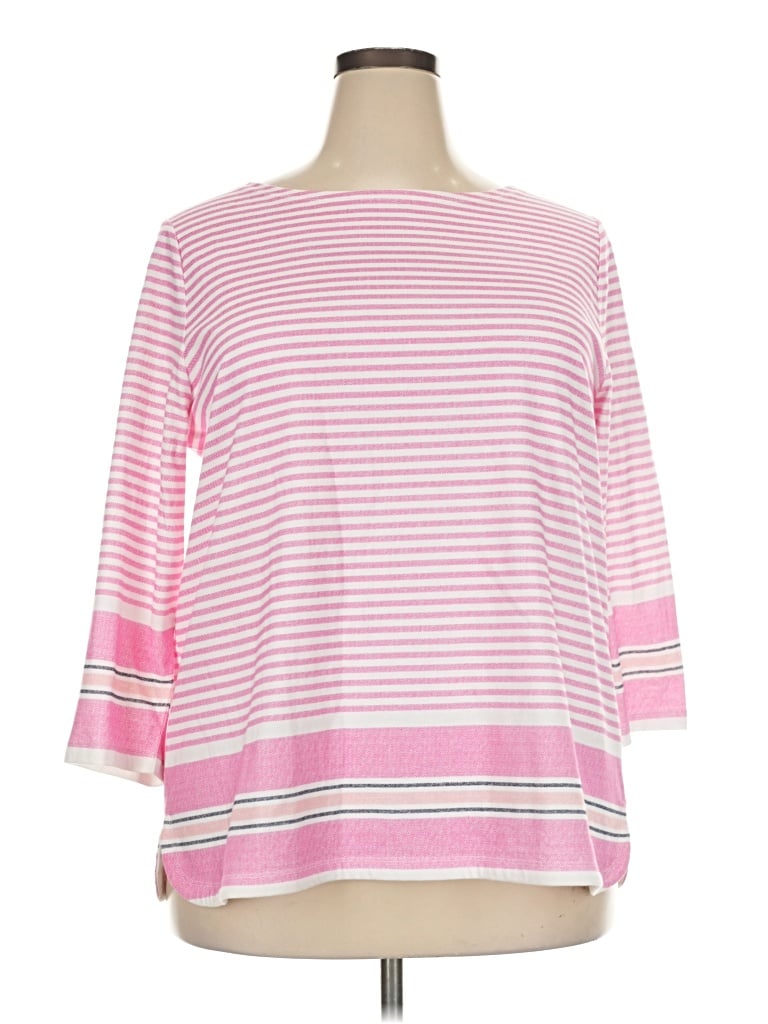 Pre-owned Talbots Outlet 3/4 Sleeve Top Pink Boatneck Tops